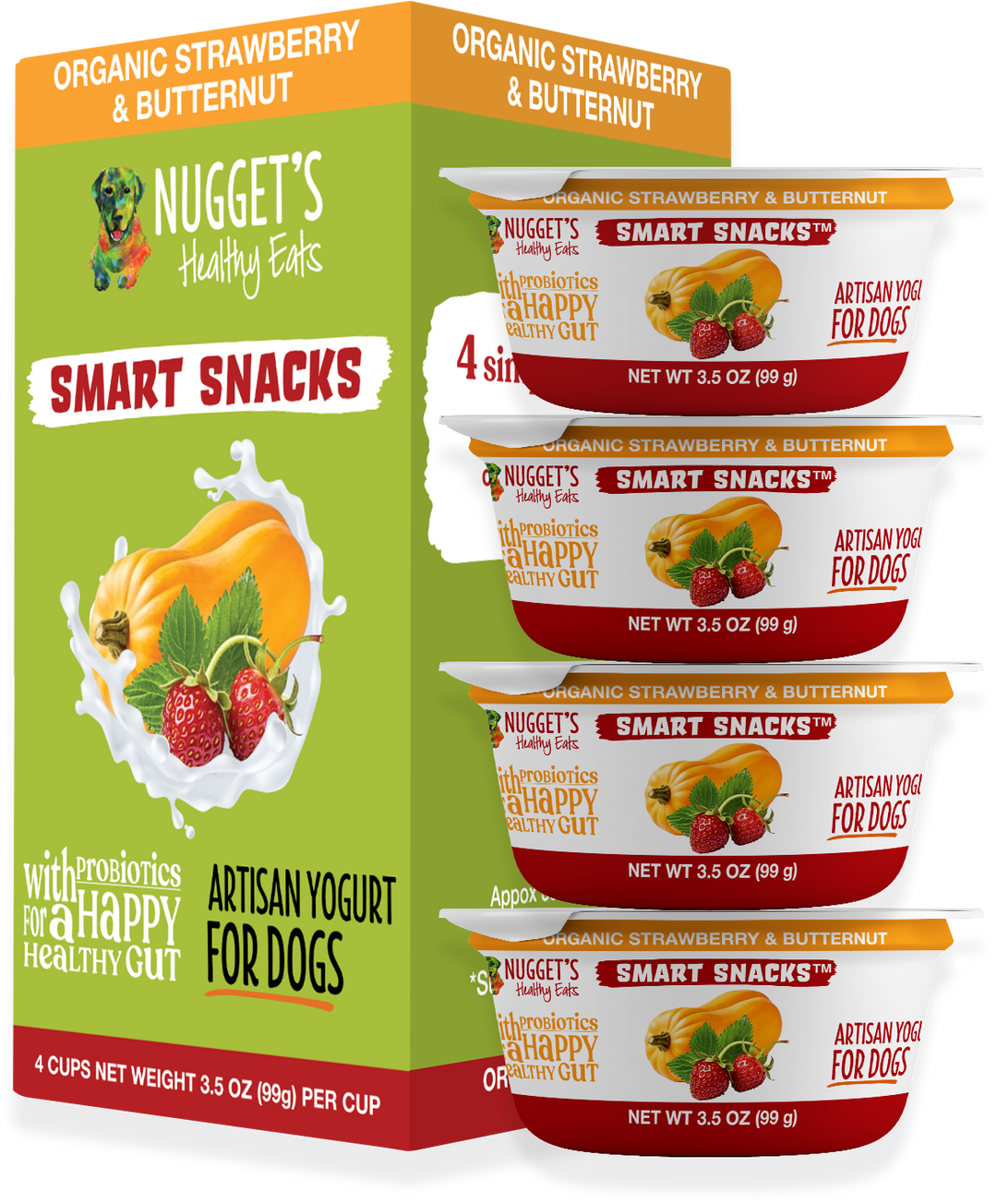 Nugget's Healthy Eats - Dog Artisan Yogurt with Strawberries (One 3.5 oz cup)