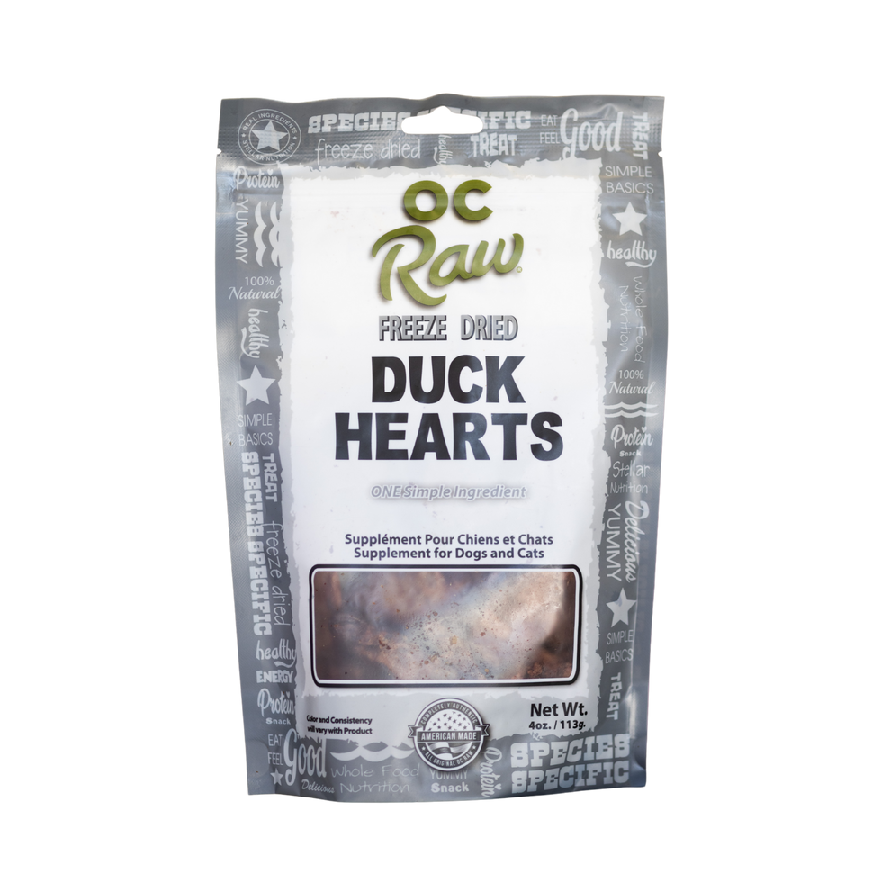 OC Raw - Freeze-Dried Duck Hearts Dog Treats 4oz