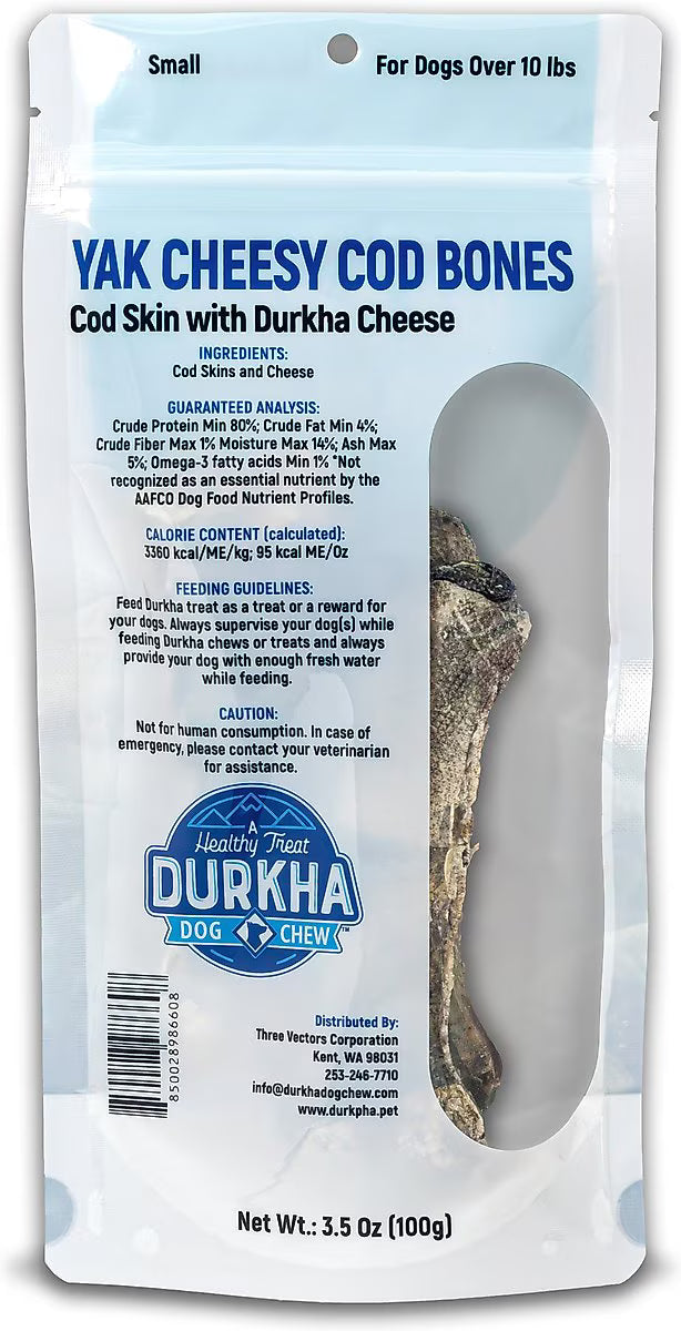 Yak Cheese Cod Bone Chews: 5” 3-count