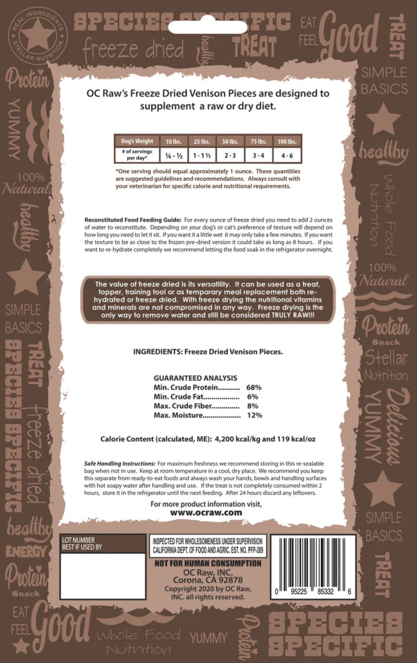 OC Raw - Freeze-Dried Venison Dog Treats 4oz