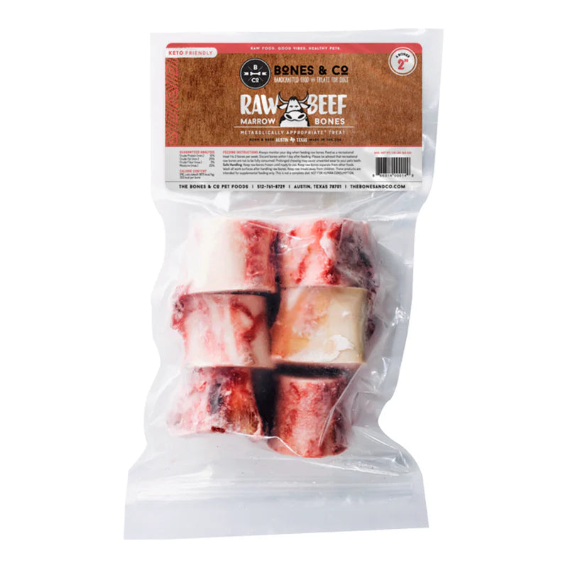 Bones & Co: 2-Inch Raw Beef Marrow Bones (6-pack)