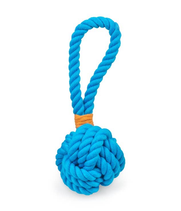 Dog Toy: Tug Rope Toy with Handle Blue 3"