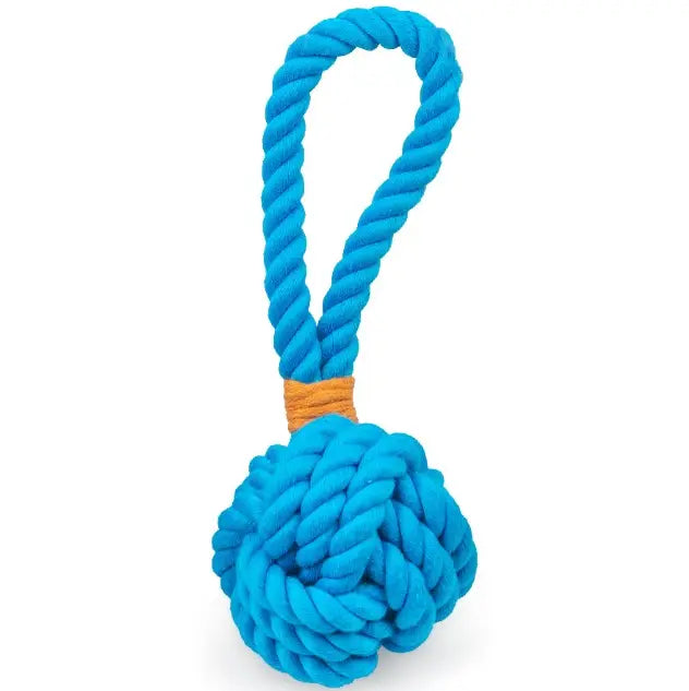 Dog Toy: Tug Rope with Handle Blue 3"