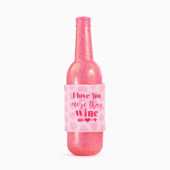 Dog Toy: Love You More Than Wine Rubber Bottle