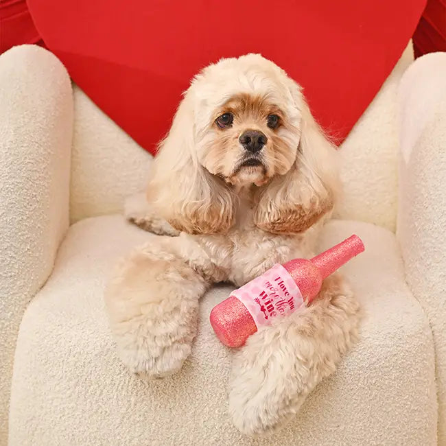 Dog Toy: Love You More Than Wine Rubber Bottle