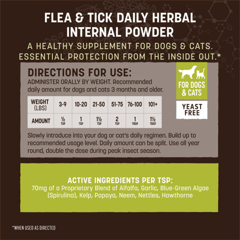 Earth Animal - Natural Flea & Tick Daily Herbal Powder Supplement 8oz
