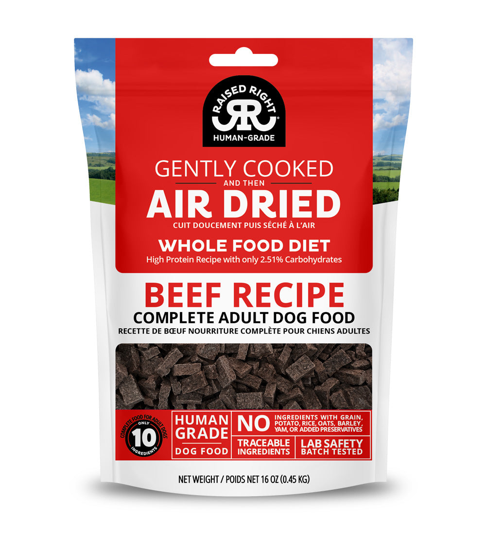 Raised Right: Air-Dried Dog Food - Beef Recipe 16oz