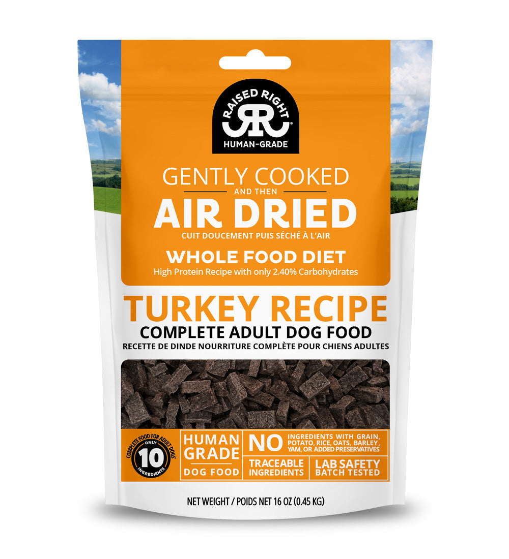 Raised Right: Air-Dried Dog Food - Turkey Recipe 16oz