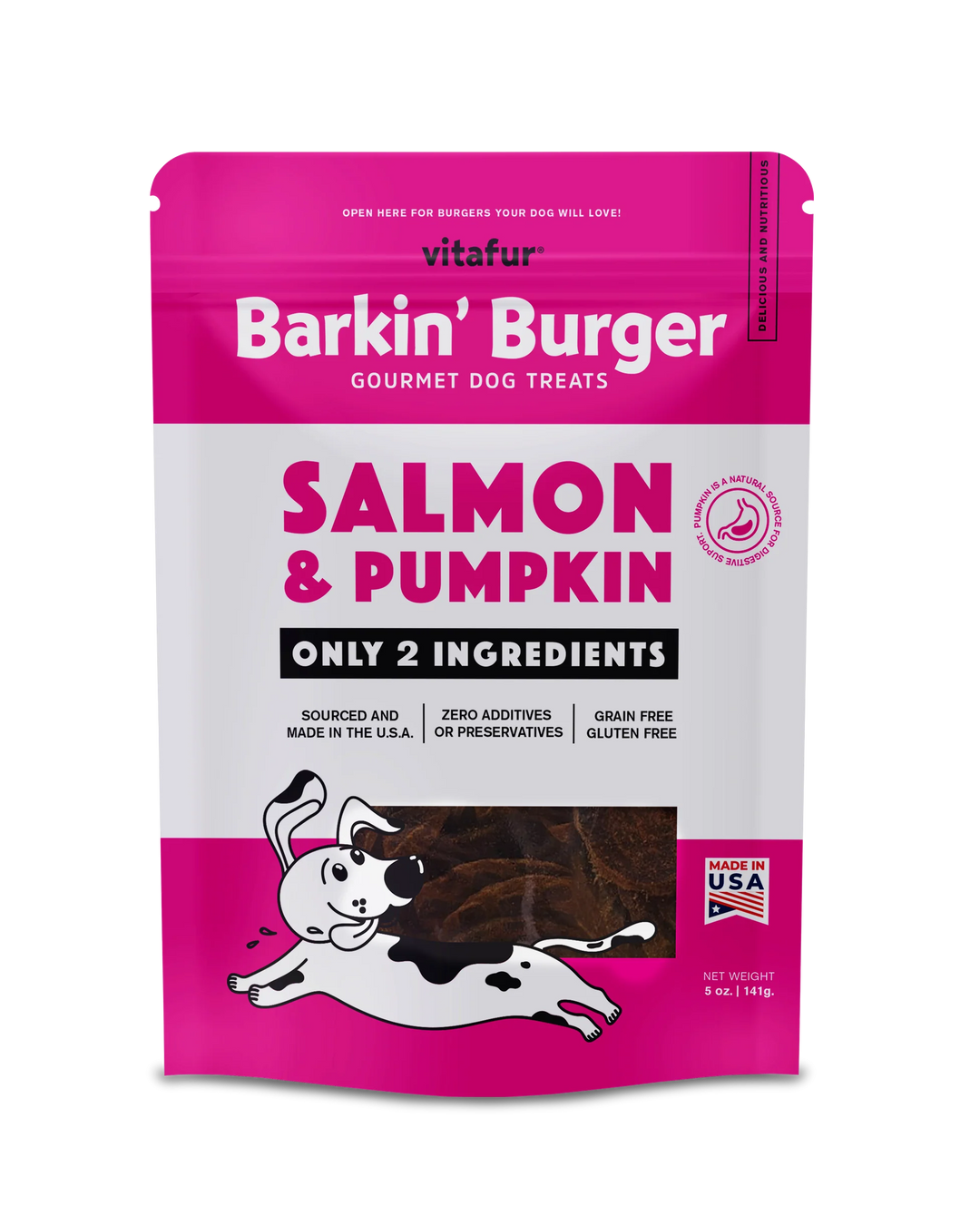 vitafur: Barkin' Burger - Salmon & Pumpkin Dog Treats 4oz