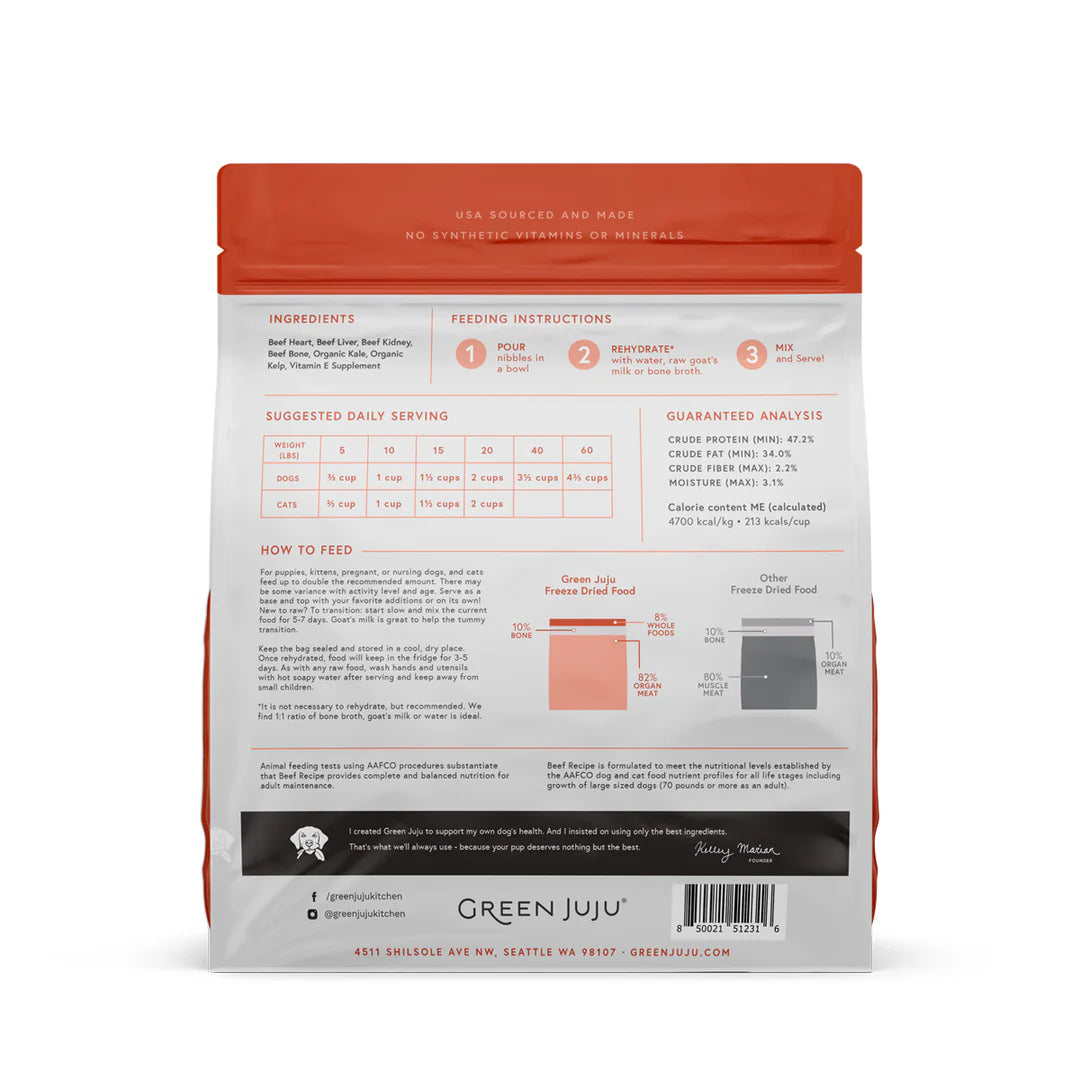 Green Juju: Beef Freeze-Dried Complete Raw Diet 14oz