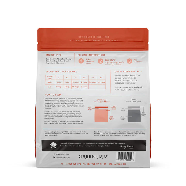 Green Juju: Beef Freeze-Dried Complete Raw Diet 14oz