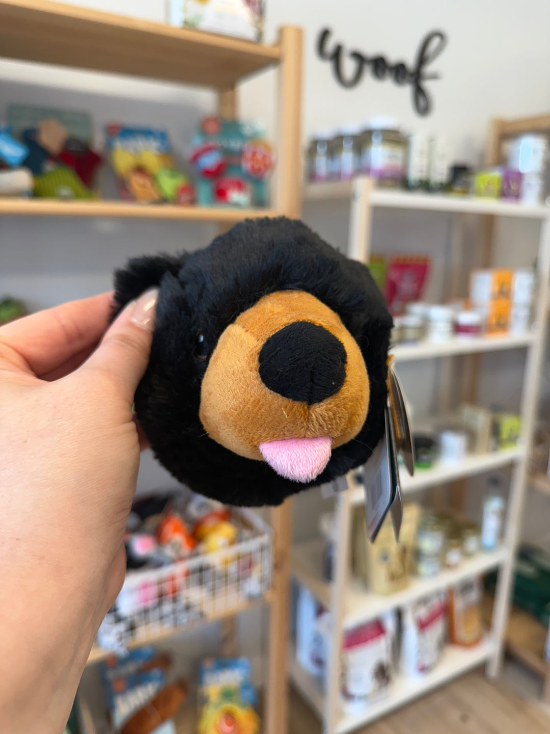 Dog Toy: Black Bear Head Ball, 4-in