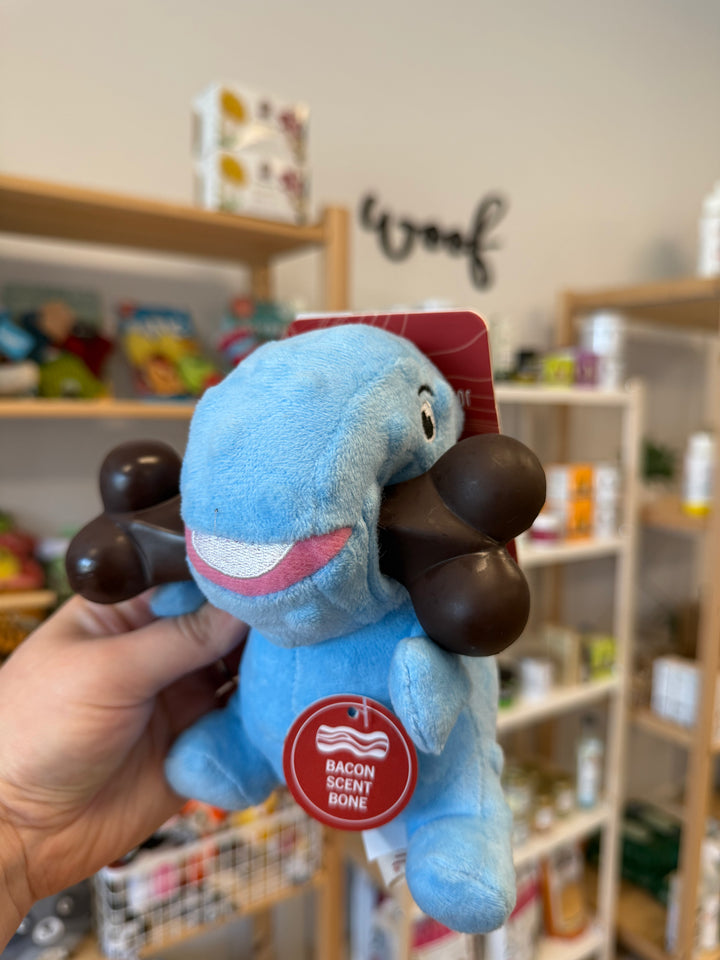 Dog Toy: Blue Dino 2-in-1 Chew Bone Toy