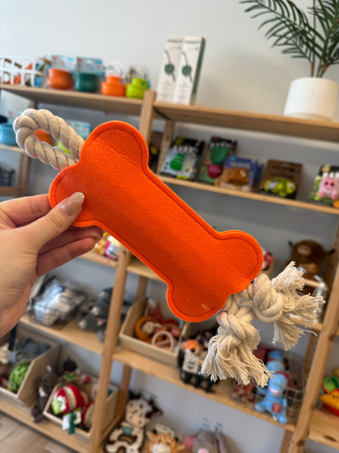Dog Toy: Bone Orange Rope Dog Toy 12"