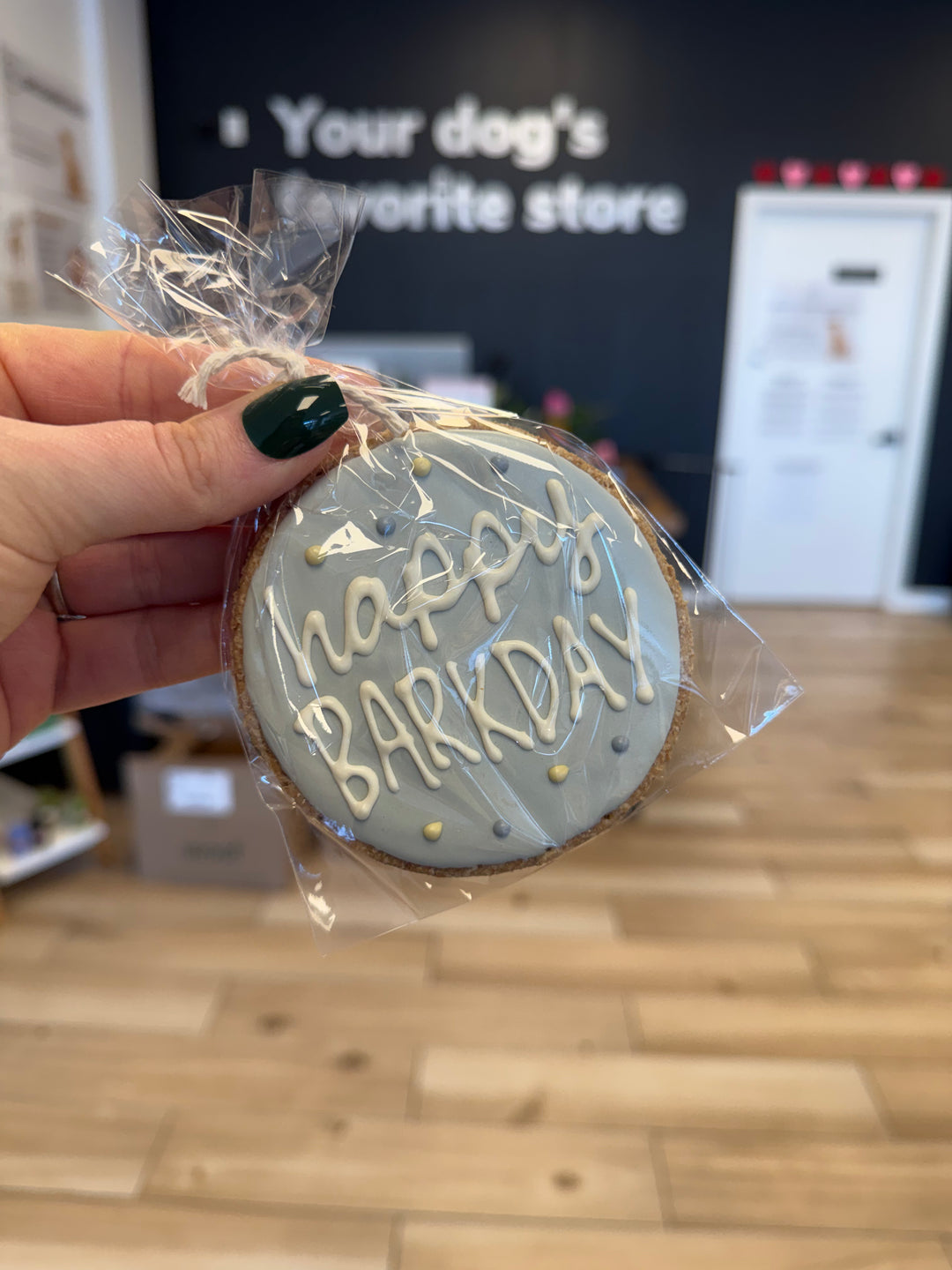 Bakery Table: Single Cookie - Happy Barkday (Blue Circle)