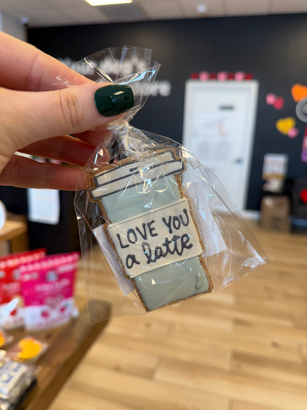 Bakery Table: Single Cookie - I Love You a Latte (Blue)