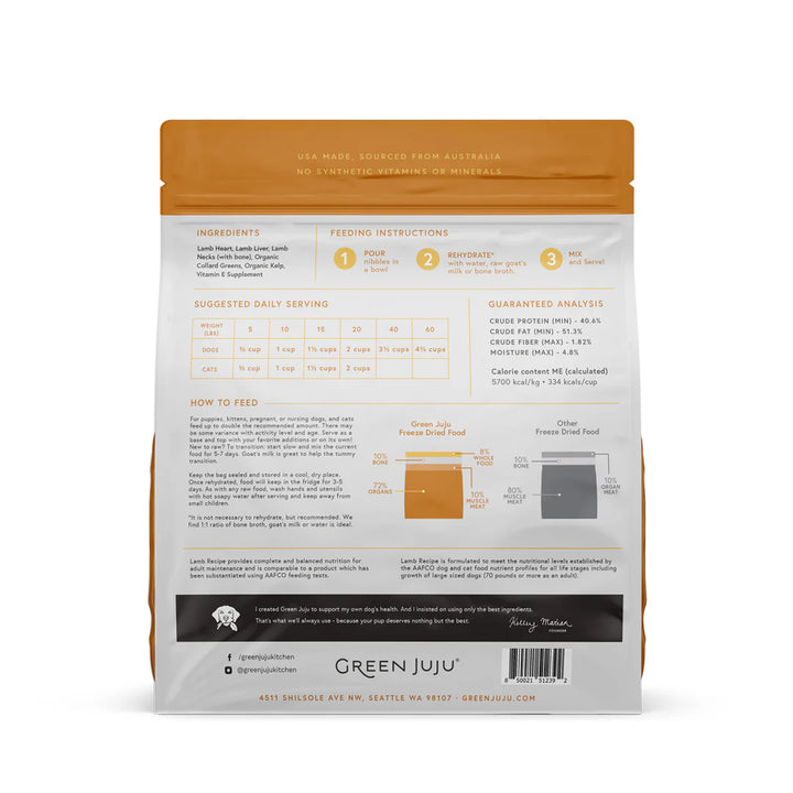 Green Juju: Lamb Freeze-Dried Complete Raw Diet 14oz
