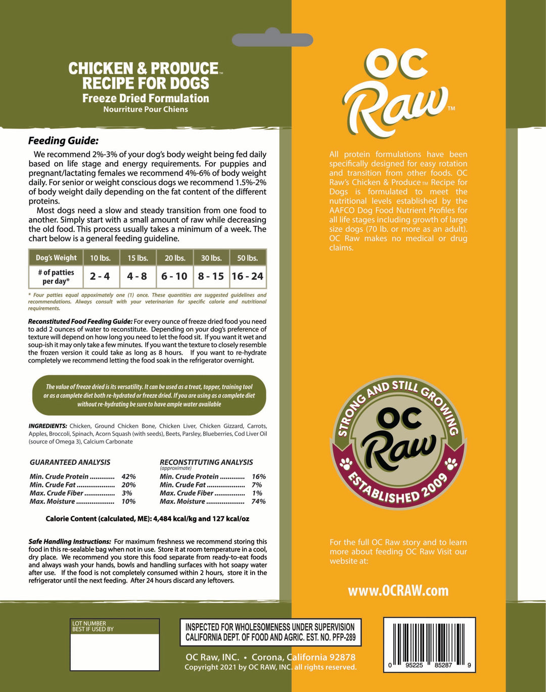 OC Raw Freeze-Dried Chicken Patties, 14oz