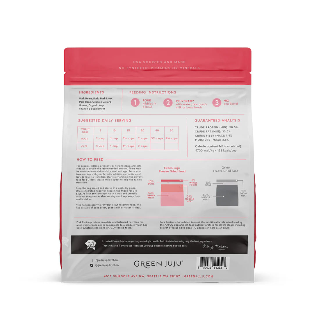 Green Juju: Pork Freeze-Dried Complete Raw Diet 14oz