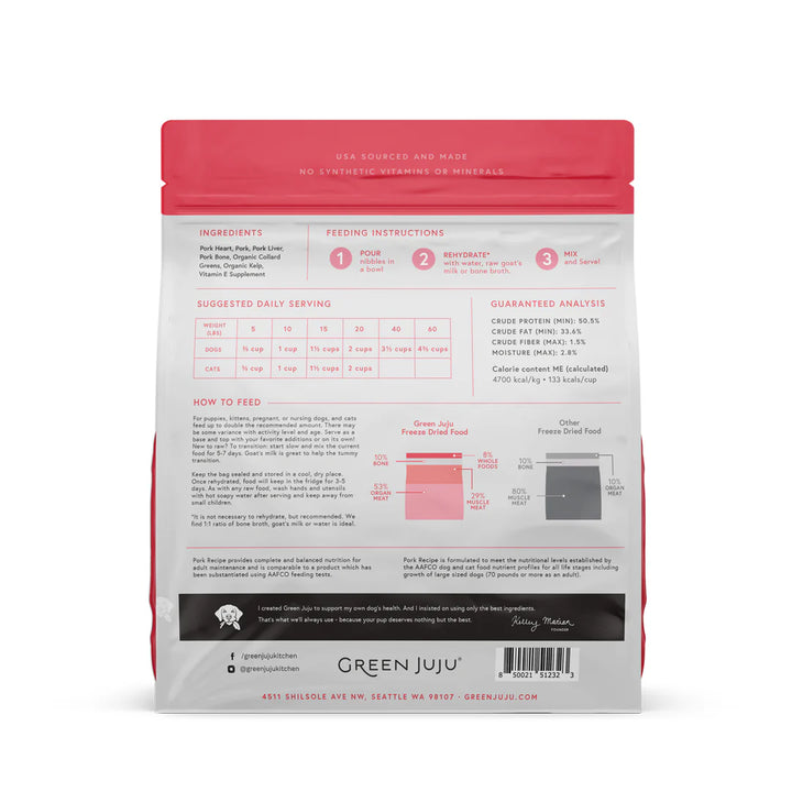 Green Juju: Pork Freeze-Dried Complete Raw Diet 14oz