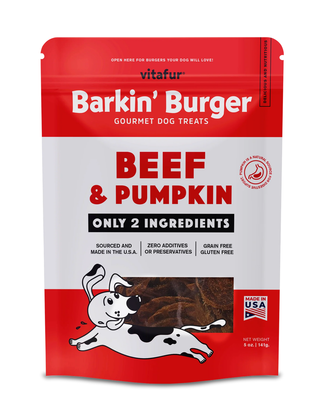 vitafur: Barkin' Burger - Beef & Pumpkin Dog Treats 4oz