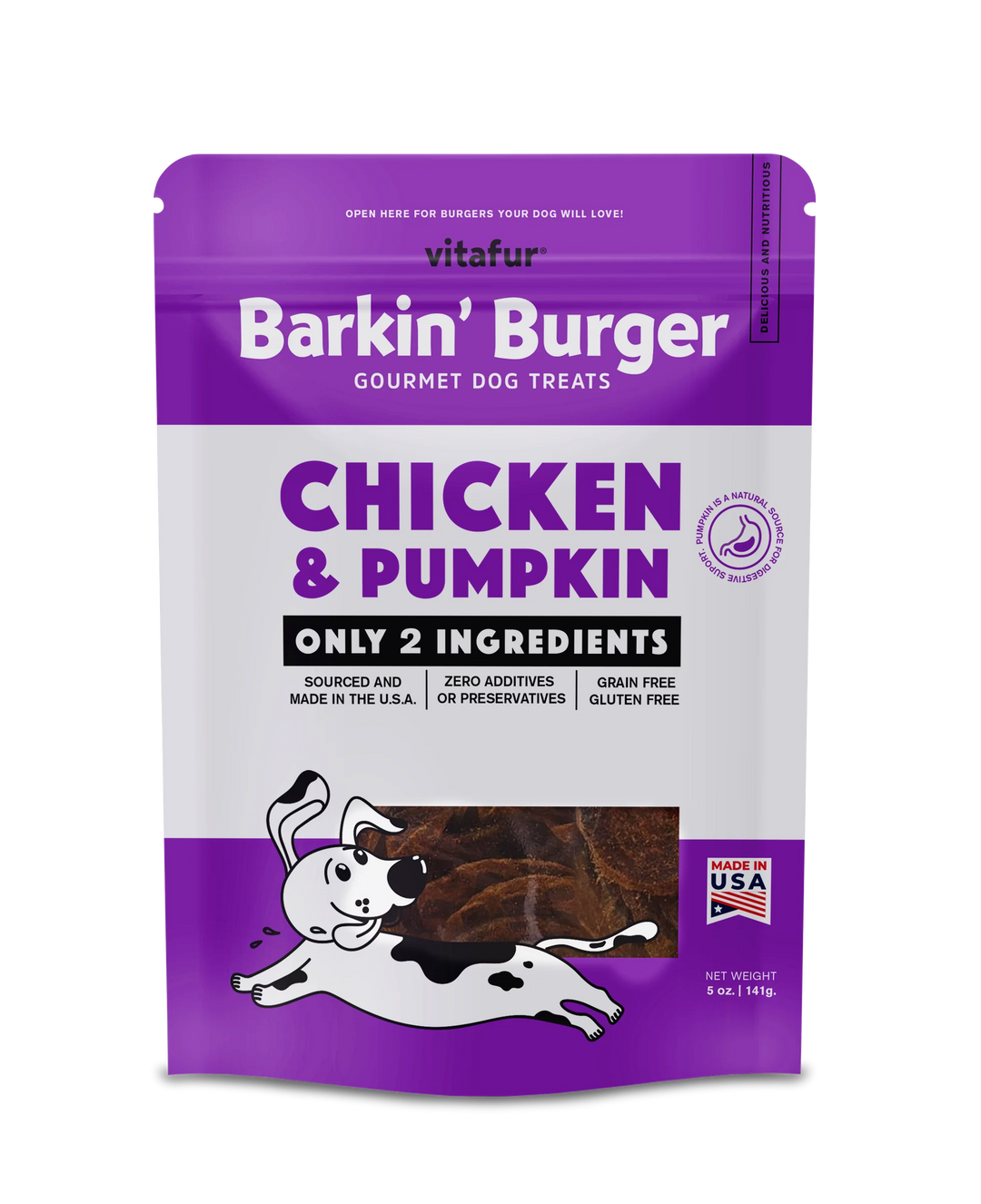 vitafur: Barkin' Burger - Chicken & Pumpkin Dog Treats 4oz