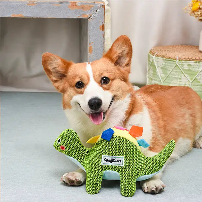 Dog Toy: Colorful Dino Plush