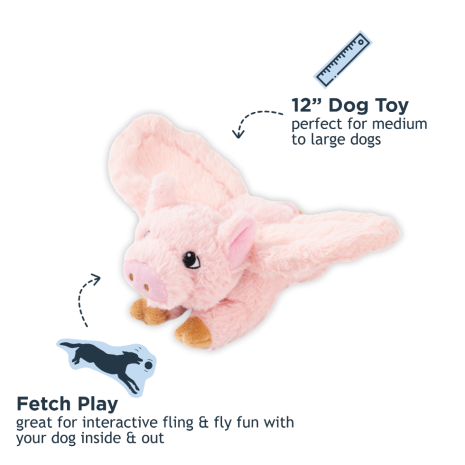 Dog Toy: Flying Pig Plush 12"