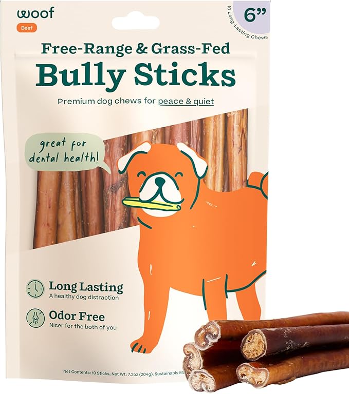 Woof - Bully Stick Chews: 6" 5-pack