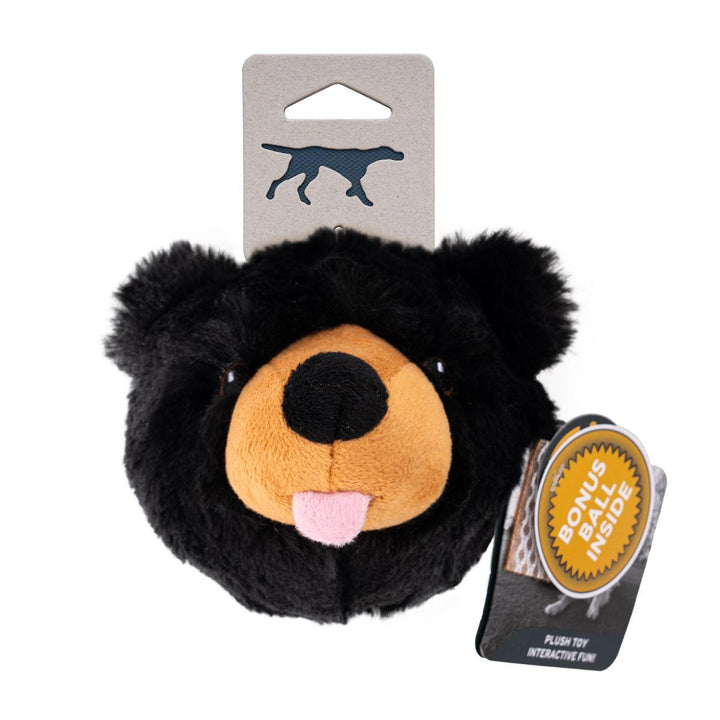 Tall Tails - Black Bear Head Ball Dog Toy, 4-in