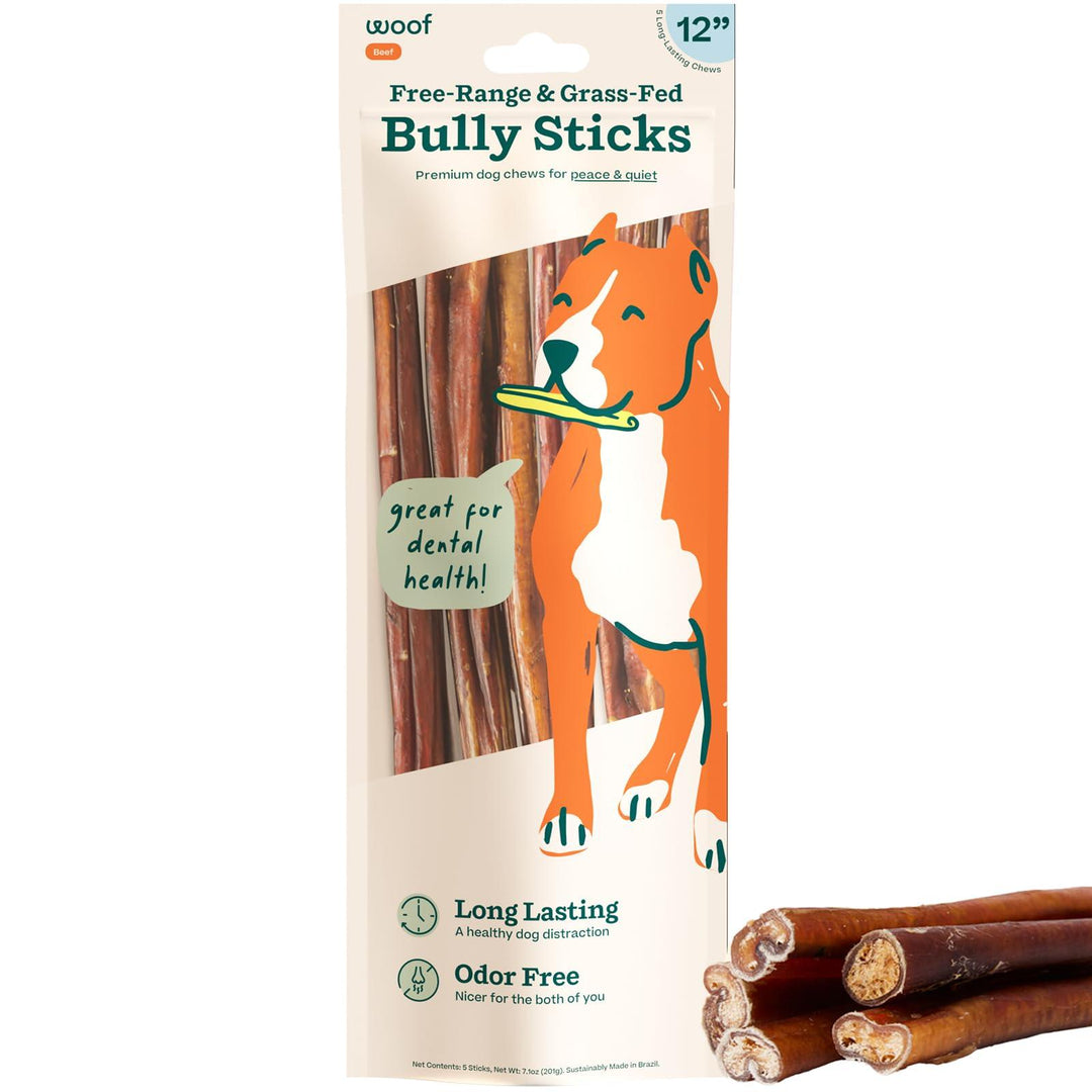 Woof - Bully Stick Chews: 12" 5-pack
