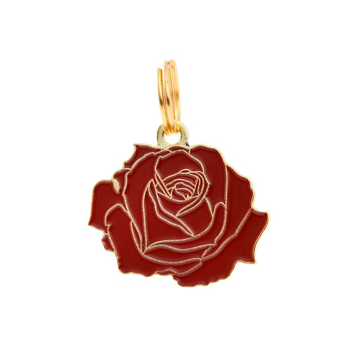 Rose - Gold & Red - Pet ID Tag