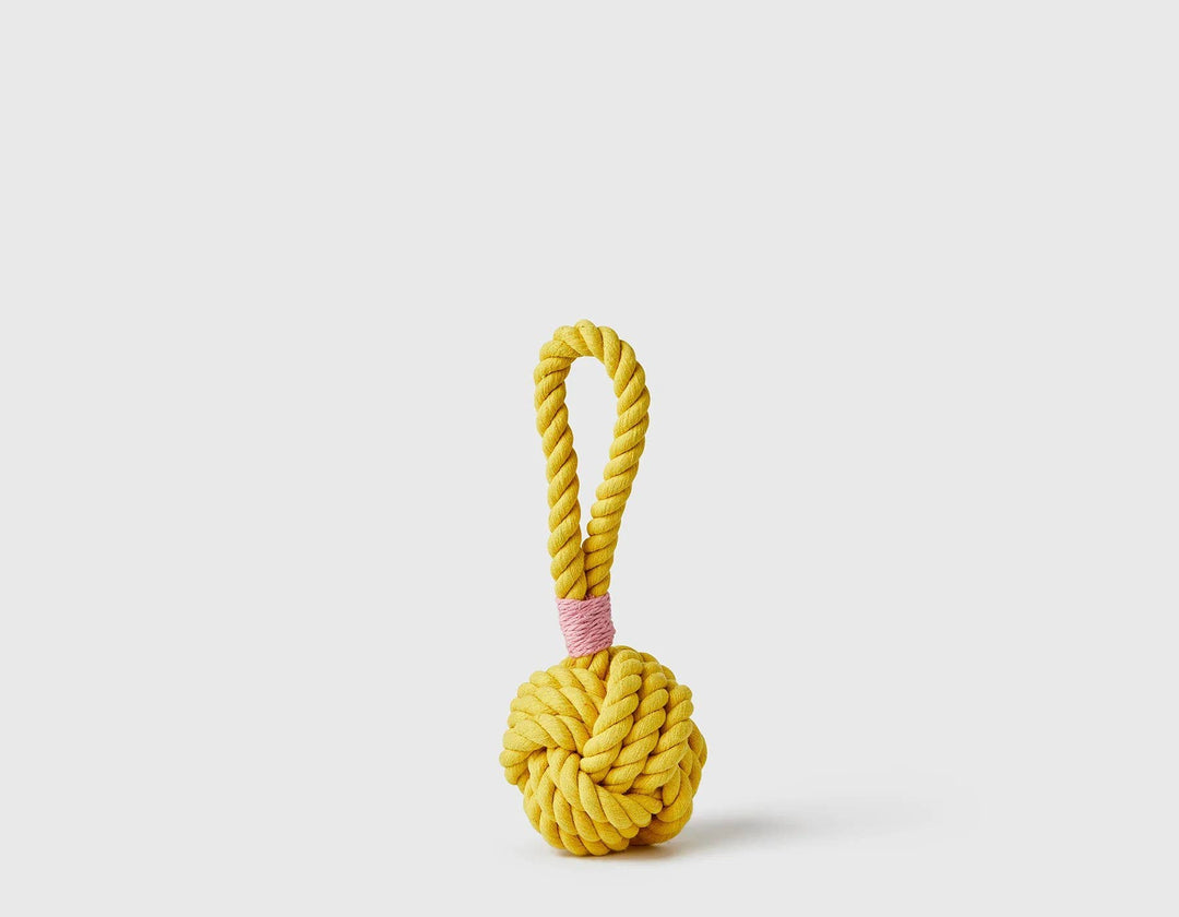 Jax & Bones - Celtic Knot Tie Rope Dog Toy Yellow 3"