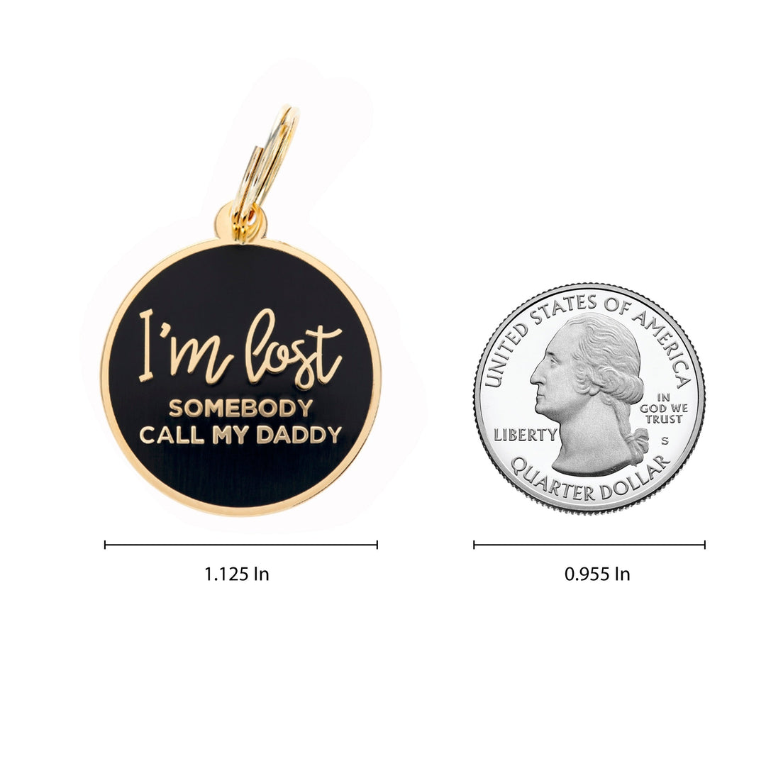 I'm Lost - Daddy - Gold & Navy - Pet ID Tag