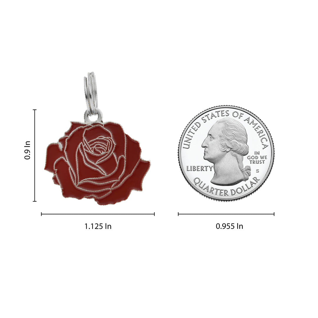 Rose - Silver & Red - Pet ID Tag